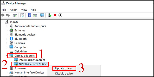 Driver card đồ họa cập nhật lại Driver card đồ họa cập nhật lại