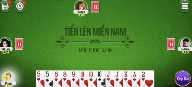 Giá trị bài tiến lên được sắp xếp theo thứ tự mạnh yếu theo số ghi trên lá bài